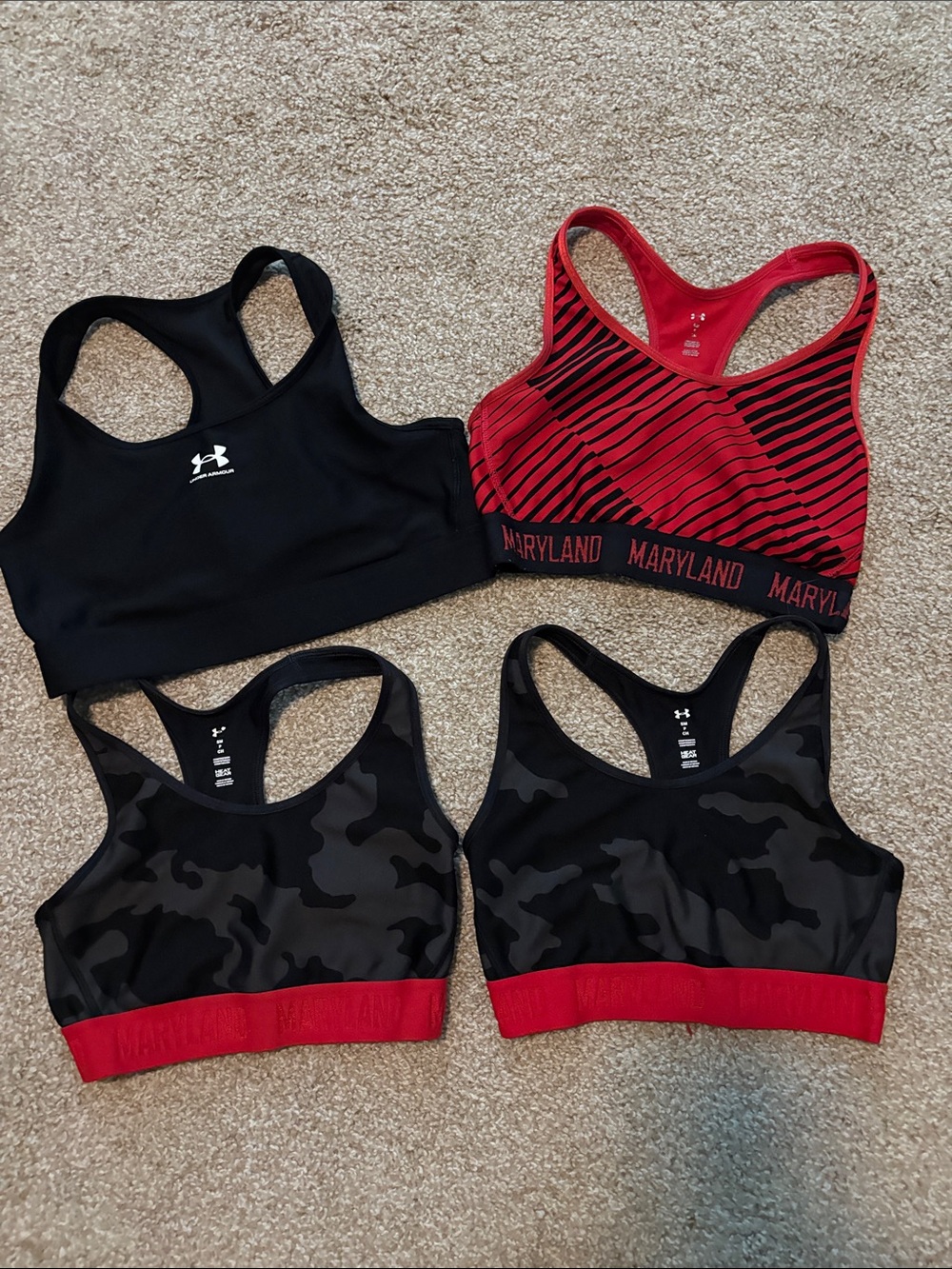 Under Armour Women’s Black & Red Racerback Sports Bra Set - 4 Pack